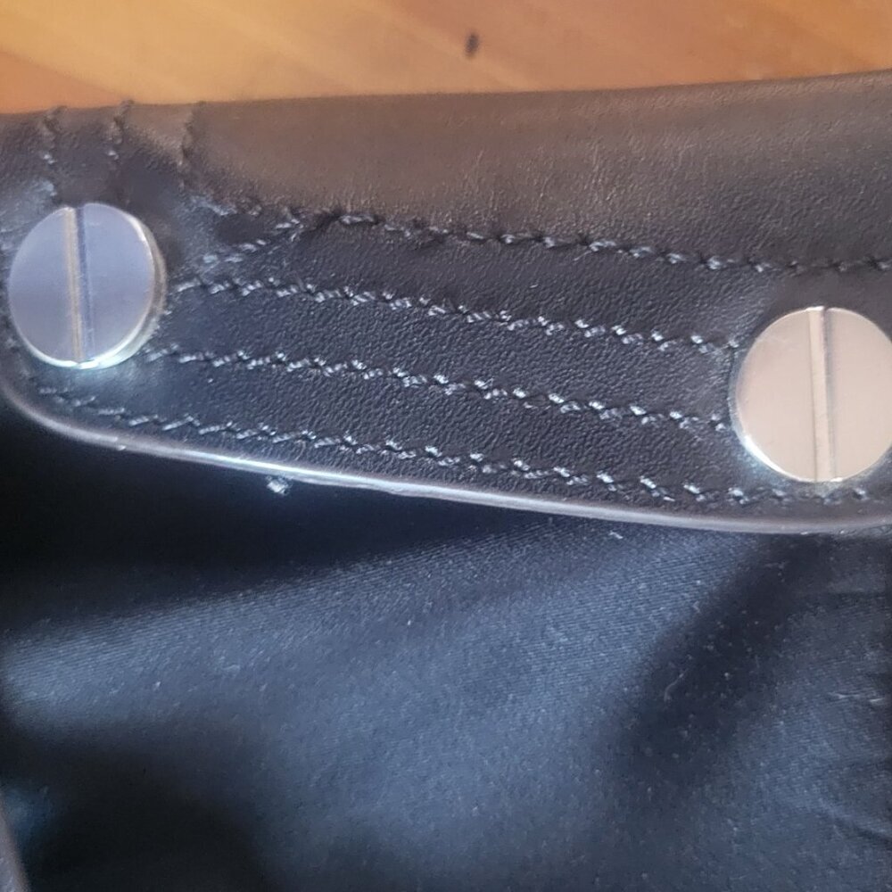 B-Makowski Black Buckled Shoulder Bag - Mixed Leather/Fabric - Picture 11 of 16